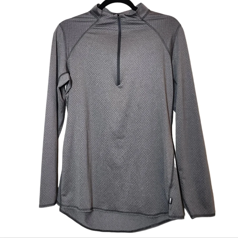REI women's grey 1/2 zip long sleeve active pullover shirt. Size large.